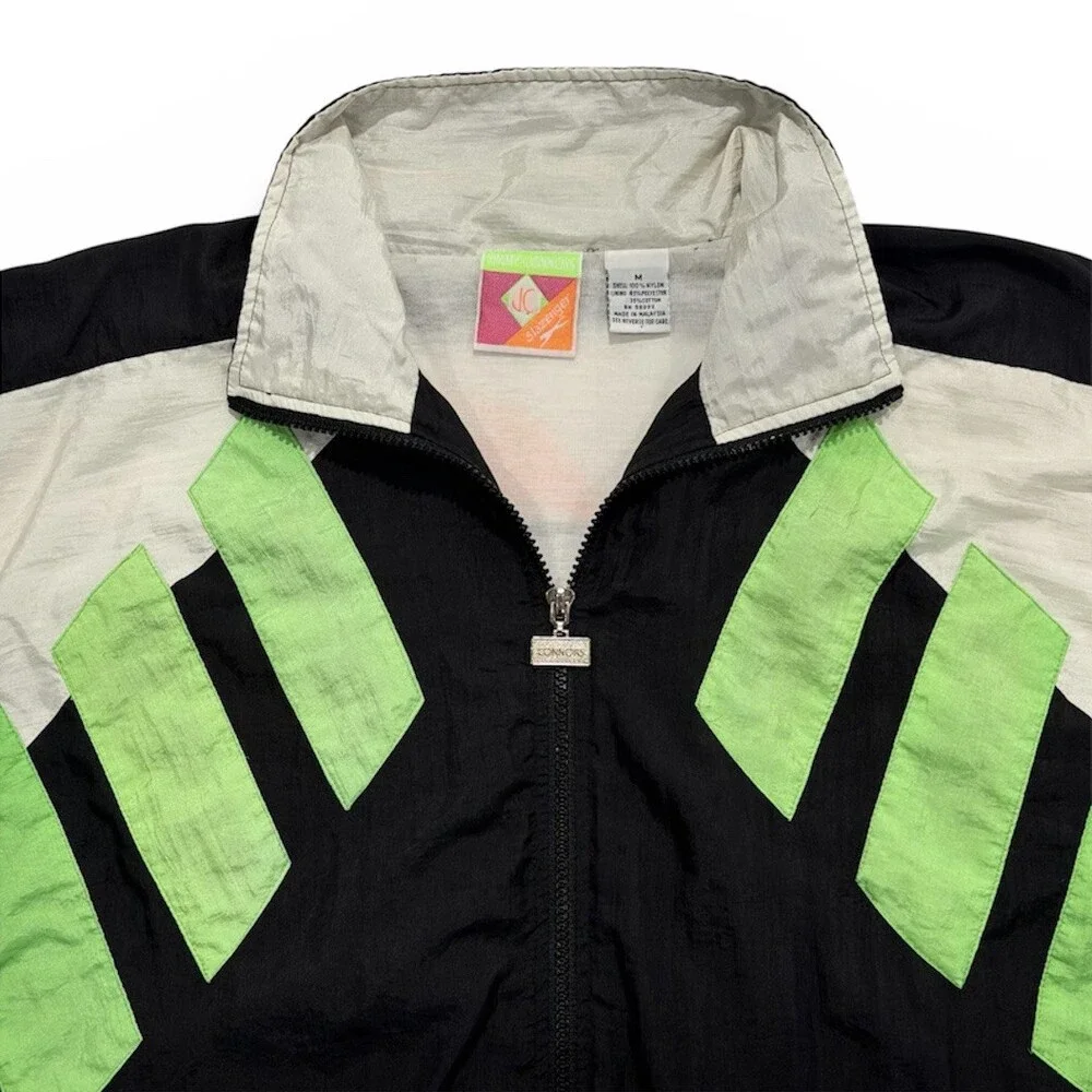Vintage 80s Jimmy Connors Slazenger Tennis Windbreaker Neon Jacket Sz Medium
